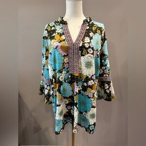 Floral Tunic with Bell Sleeves